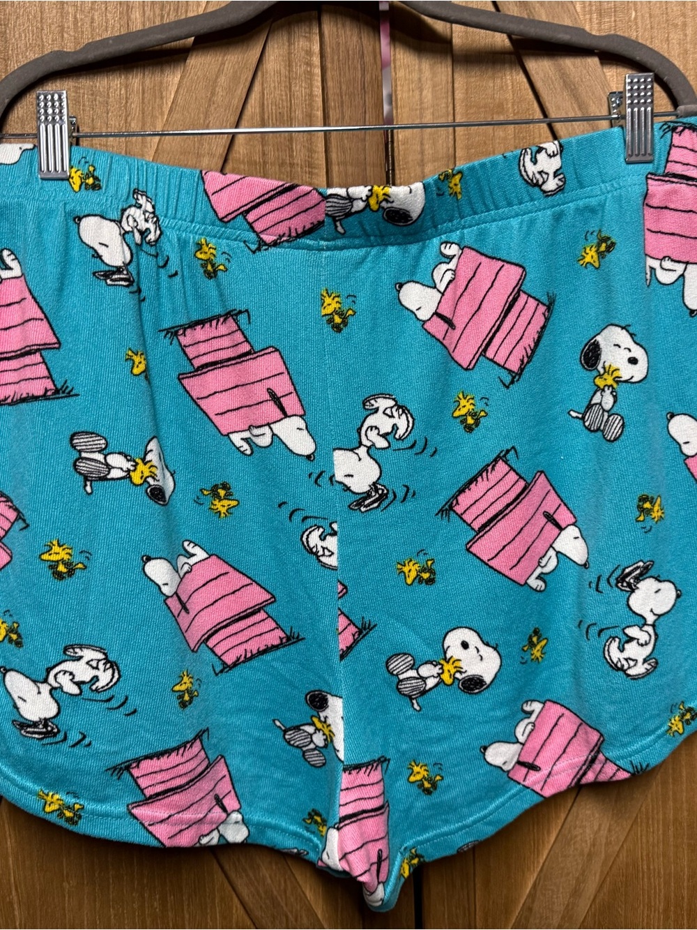 Peanuts EUC Blue Snoopy & Woodstock Pink Doghouse Pajama Shorts 22/24 Like New